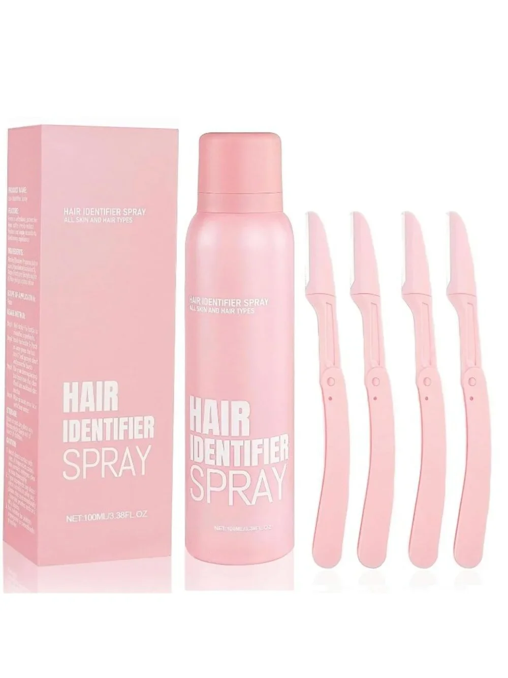 2 Pack Hair Identifier Spray Dermaplaning Facial Hair + 4 Razors Each NEW